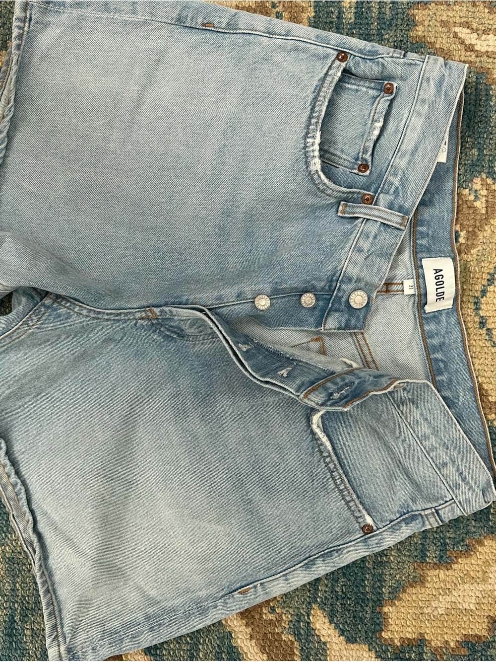 Agolde Light Blue High-Rise Denim Shorts